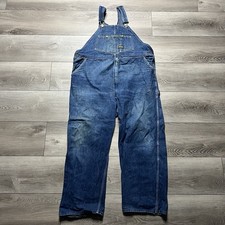 Vintage OshKosh B'gosh Genuine Mens Blue Denim Bib Overalls 44x28 USA Vestbak