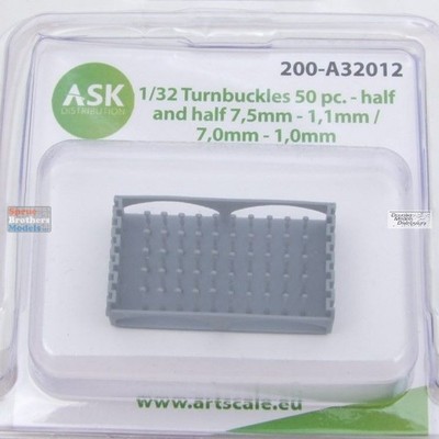 ASKA32012 1:32 ASK/Art Scale Turnbuckles 50pcs (7.5mm-1.1mm / 7.0mm-1.0mm)
