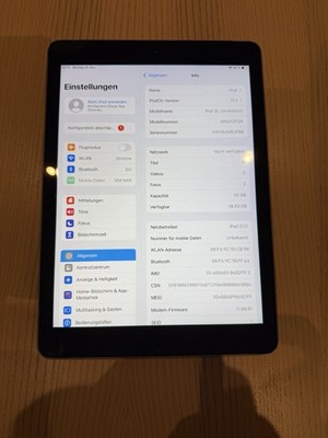 Apple iPad 6. Gen. 32GB, WLAN + Cellular, (Entsperrt), 24,64 cm, (9,7 Zoll) -...