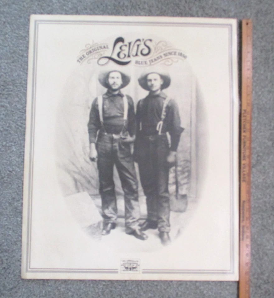 Vintage Original 1983 LEVIs Blue Jeans Cowboy Miners Western Poster 24" x 30" - Image 2 of 4
