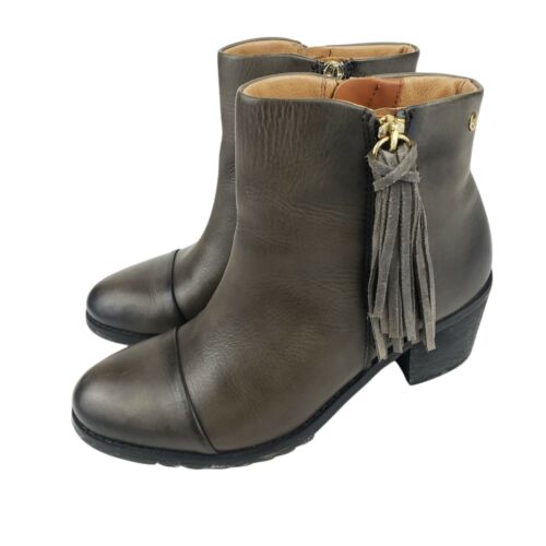 PIKOLINOS Ankle Booties Andorra Tassel Zipper Olive Green Gray Size EU 36 - Afbeelding 1 van 10