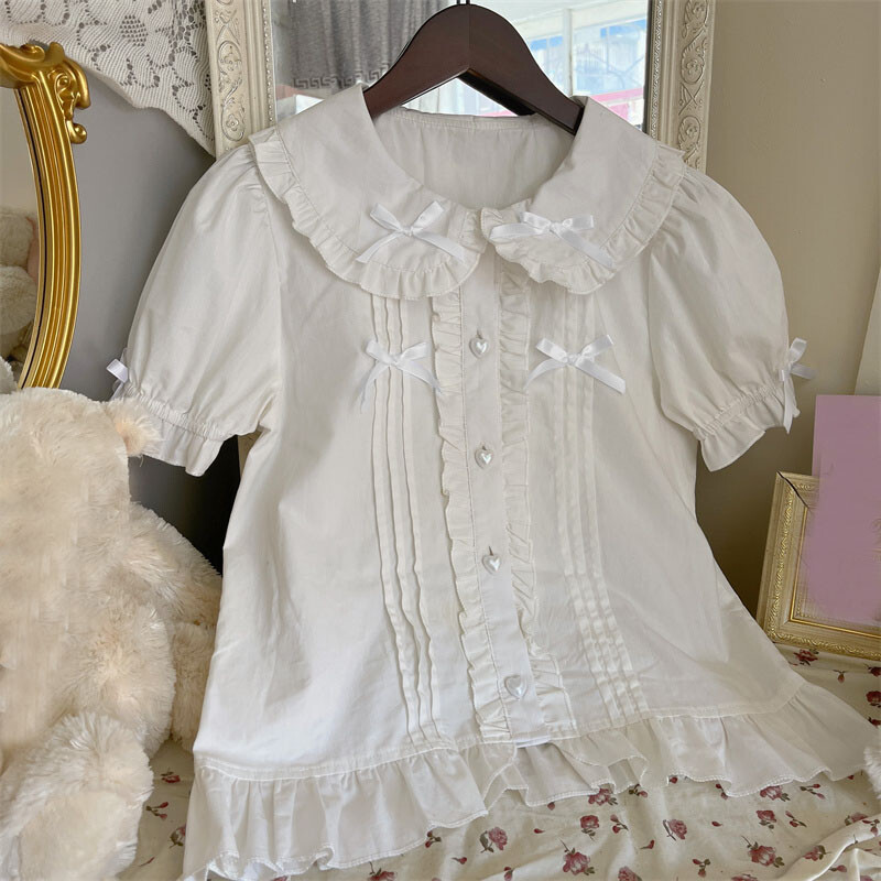 Lindas camisas de verano japonesas Sweet Mori para niñas Blusa Prendas para el torso para estudiantes
