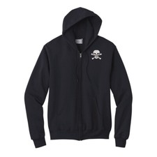 Skeleton skull head embroidered full zip hoodie, custom make hoodie