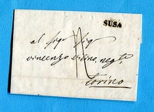 1845 SUSA stampatello nero ( Vollmeier n. 22 ) + manoscritto di tassa  (306301)