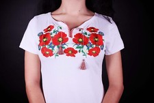 Vyshyvanka Traditional Embroidered Women Ukrainian t-shirt Ethnic Size XL white