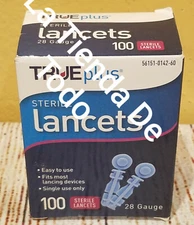 BOX OF 100 LANCETS 28G 28 GAUGE FITS TRUE PLUS DEVICE READ 