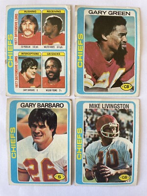 1978 Topps 16 Card Lot Kansas City Chiefs -10 different cards - moisture damage