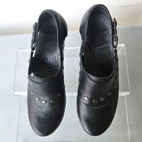DANSKO Ryder Clogs -Womens Black Leather Studded Adj. Strap Shoes 37- US 6.5 - Picture 3 of 8
