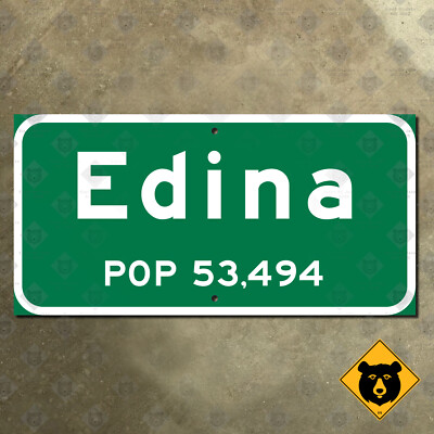 Minnesota Edina city limit sign road highway marker border boundary 2000 24x12