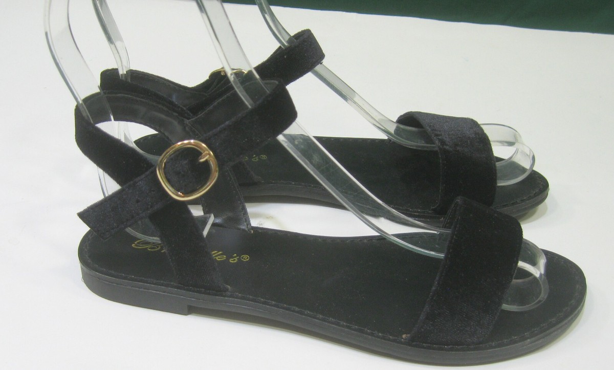 new Breckelles lady Black Open Toe Ankle Strap Sandal shoes WOMEN Size