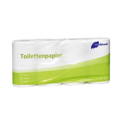 Meditrade Toilettenpapier WC-Papier Klopapier 2-lagig, Weiß, Recycling, 8 Rollen