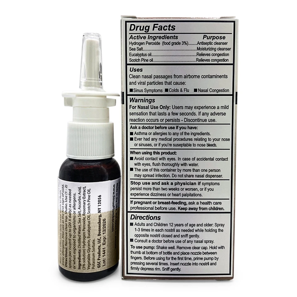 Spray nasal de peróxido de hidrógeno para fontanero sinusal - defensa inmune contra el virus del resfriado y la gripe Foto 2 de 4