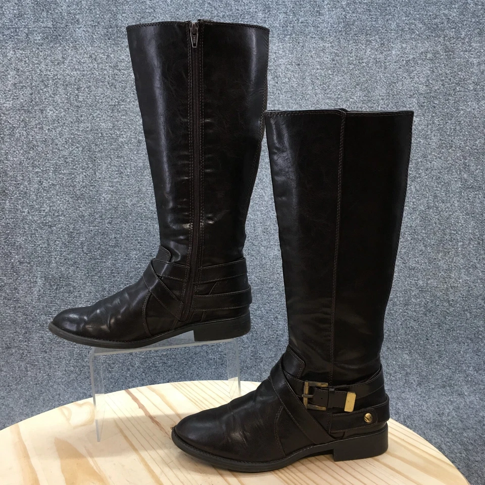 Life Stride Boots Womens 7 Wide WC Racey Knee High Tall Riding  Brown Zipper - Image 2 of 4