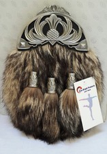 Scottish Kilt Original Fox Fur Full Dress Sporran Antique Anemal CROWN Cantel