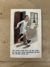 Comic Seaside Comical Humour Colour Postcard Posted 1922 Man wearing 1 Sock