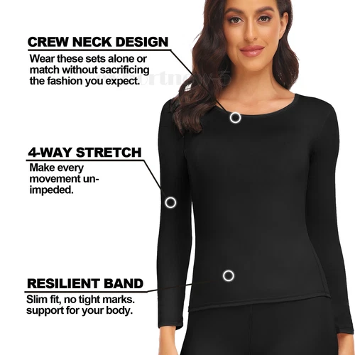 Damen Weiche Thermo Unterwäsche Unterwäsche Set Long Johns Top & Bottom Base Layer - Bild 5 von 24