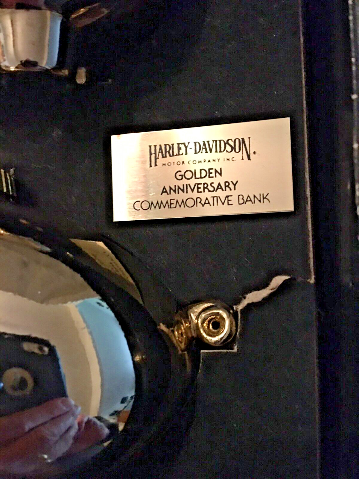 Vintage Harley Davidson 25th and 50th Anniversary Metal HOG Banks