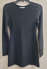 Reformation Radford Black Metallic Long Sleeve Mini Dress Size XS Sexy Clubwear