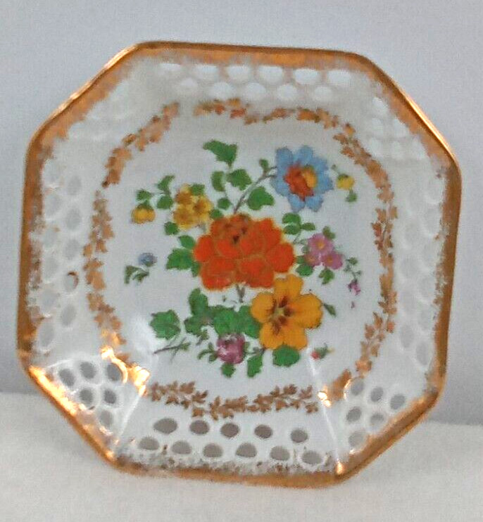 Schwarzenhammer? Floral Bowl Dish Germany Porcelain Hand Painted Rose Vintage