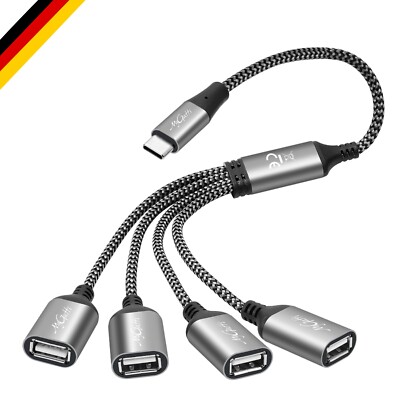 4 Port USB C Splitter Y Cable, 0.3m, USB 2.0 Hub for Laptop, Tablet, PC