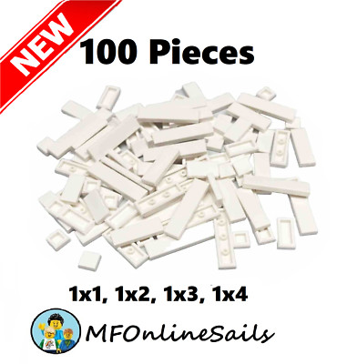 Genuine LEGO White 1x1 1x2 1x3 1x4 TILES MIX #3070 3069 63864 2431 100pcs