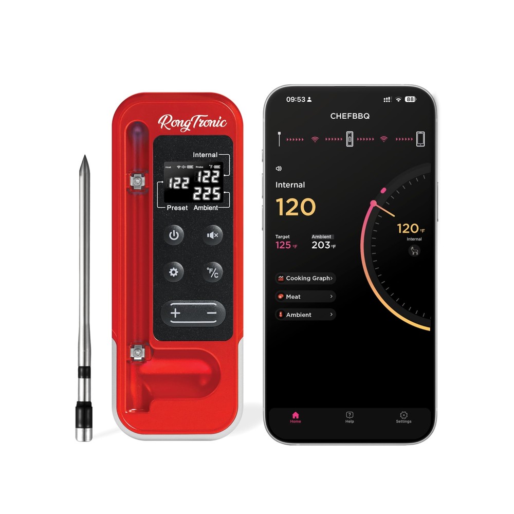 800FT Meat Thermometer Digital Wireless - Instant Read, Ultra Thin Probe, Blu...