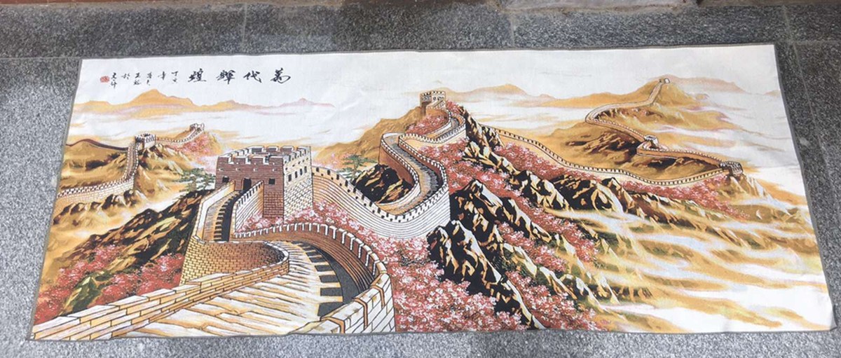 Chinese Silk Cloth Embroidery The Great Wall Painting 