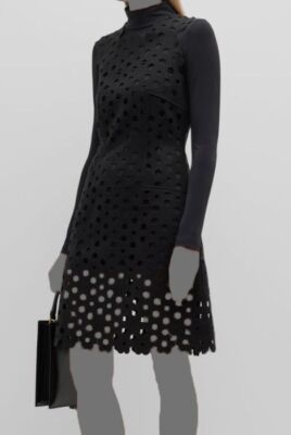 $545 Paskal Women's Black Layered Laser-Cut A-Line Mini Dress Size X-Small