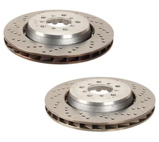 SHW Perf Pair Set of 2 Front Drilled 345mm Disc Brake Rotors for BMW E46 E85 E86