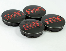 4x56mm Oz Racing Black Red Emblems Badges Wheel Center Hub Caps Rim Caps