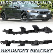 Front Bumper Headlight Bracket Fit For 2022-2023 Honda Civic Sedan Pair Black