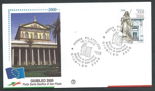 2000 ITALY FDC FILGRANO JUBILEE BASILICA DI SAN PAOLO NO ARRIVAL STAMP - SV3