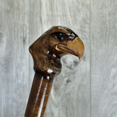 Cane Walking Stick Wooden carved Handmade - Falcon | eBay