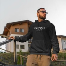 PRESS F-for respect UnisexHoodie-Simple Minimal Printed One Liner