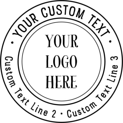 Custom Logo Double Round Border Stamp - 3 Lines of Text - Self-Inking Stamper - Picture 1 of 2