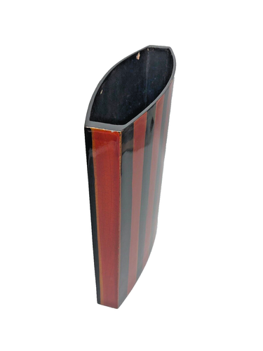Red & Black Striped Pocket Rectangular/Square Vase NIB 9.5x9 Contemporary Design - Picture 3 of 11