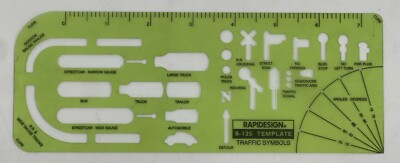Berol RapiDesign R-125 Traffic Crash Accident Investigator s Symbols Template