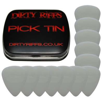 12 x Dunlop Nylon leuchtende Gitarren-Plektren/Gitarrenplektren - 0,80 mm in einer handlichen Plektren-Dose