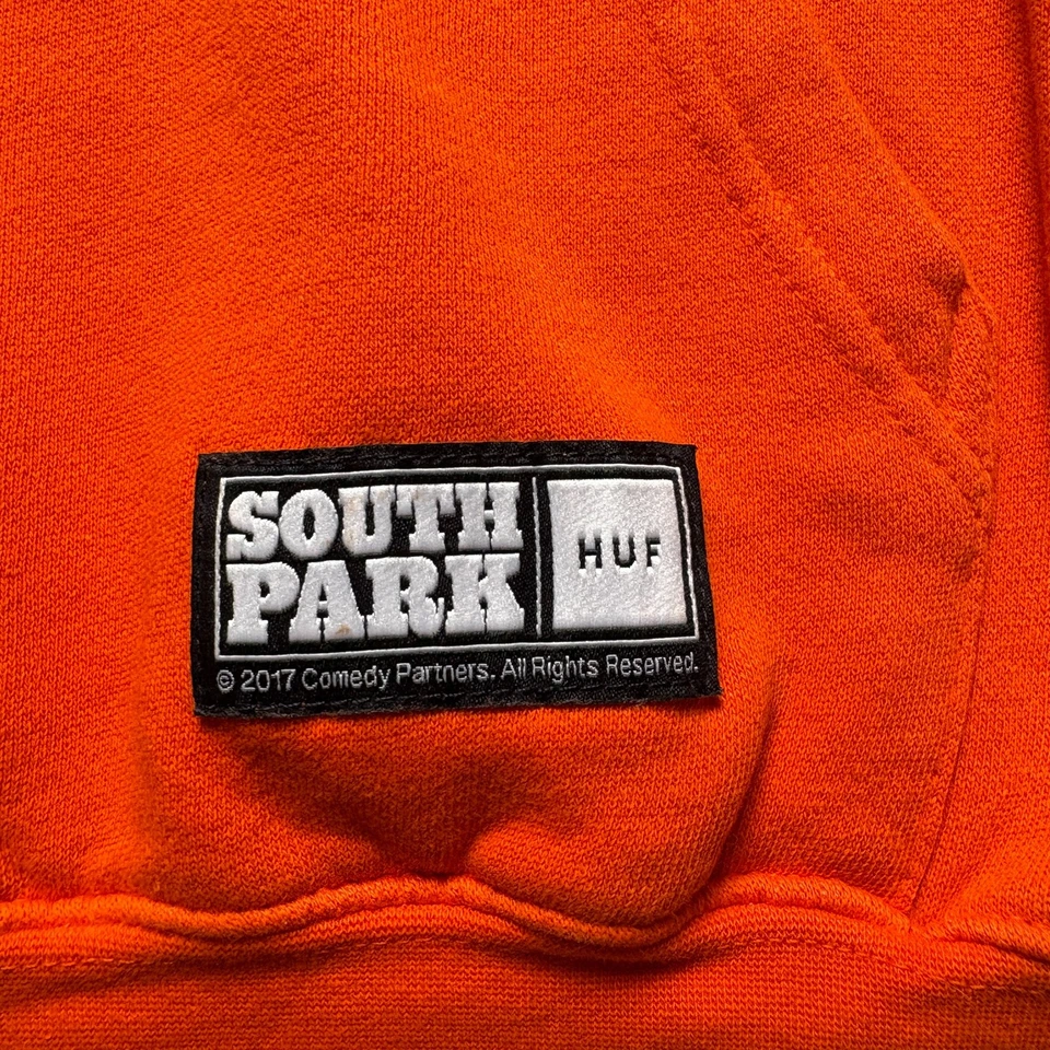 Sudadera con capucha vintage HUF x South Park Kenny para hombre parche bordado naranja mediano Foto 2 de 4