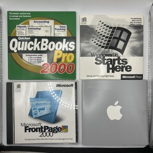 Lot Of Vintage Pc Apple Ipod Microsoft Quickbooks FrontPage CD-ROM Disc 98 00’
