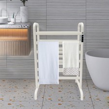 Dual-row Electric Heated Towel Rack Towel Warmer Rack Floorstanding White 180W 