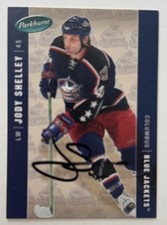 2005/06 UPPER DECK PARKHURST JODY SHELLEY SIGNED COLUMBUS BLUE JACKETS CARD #149