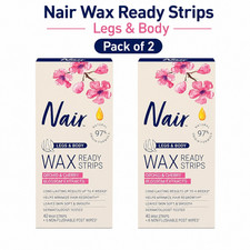 Nair Hair Remover Wax Ready Strips for Legs Body 40 Count Each Pack of 2