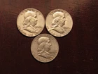 Franklin Silver Half Dollars 90% silver 3 1952 1963 1963D
