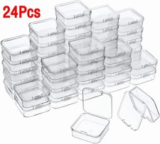 1-24 Pieces Small Clear Plastic Beads Storage Containers Box with Hinged Lid Sto