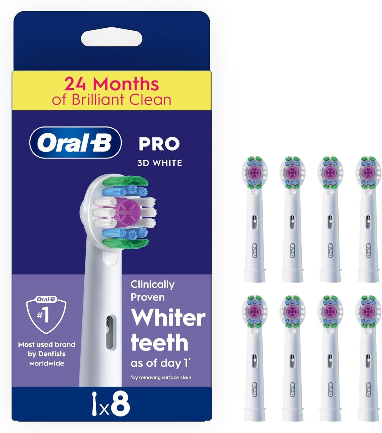 Oral-B Pro 3D White Toothbrush Heads, Pack of 8 Counts, Suitable for Mailbox - Image 3