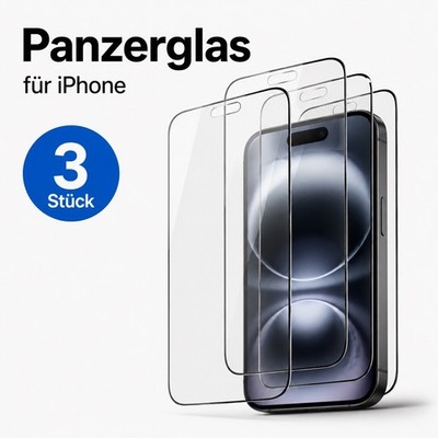 3 Pcs HD Full Coverage Tempered Glass for iPhone 15 Pro  Max