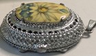 VTG Florenza Pill Box Daisy White Yellow Or Photo Holder Floral Enamel Center — photo 6