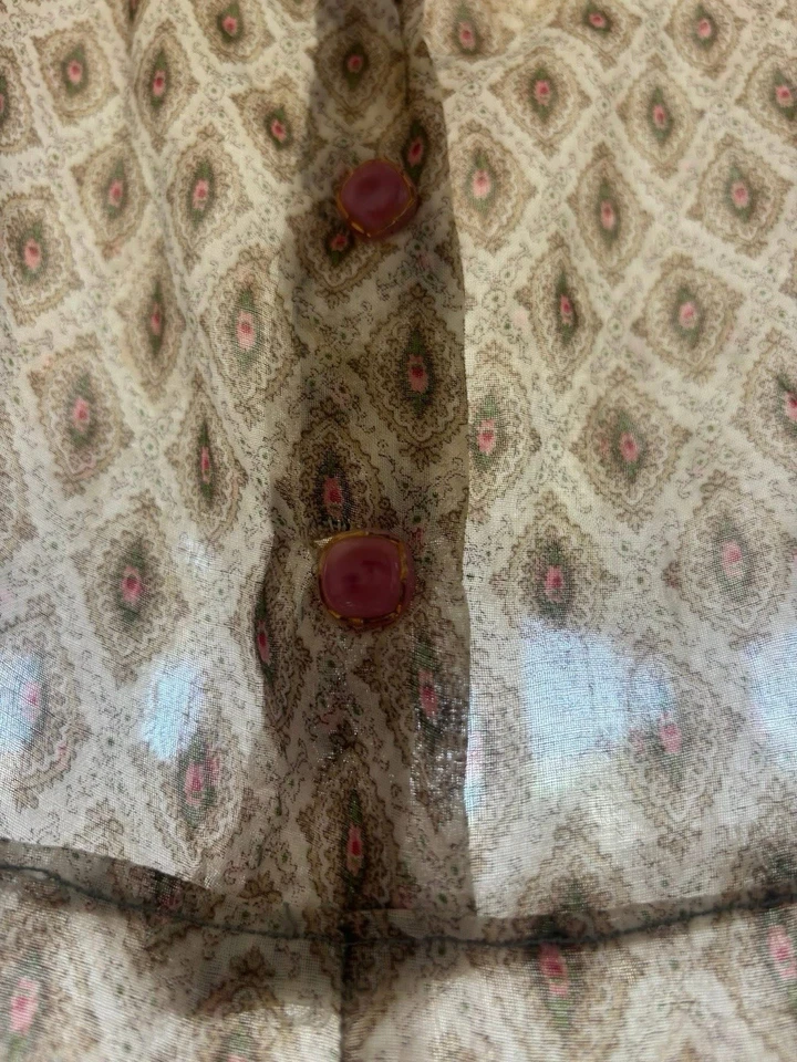 Antique Sheer Floral Dress Edwardian 1900s - Image 3 of 4