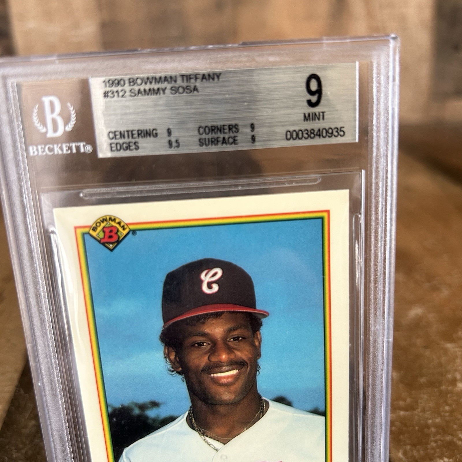 1990 Bowman Tiffany Sammy Sosa #312 Rookie RC White Sox BGS 9 view 4